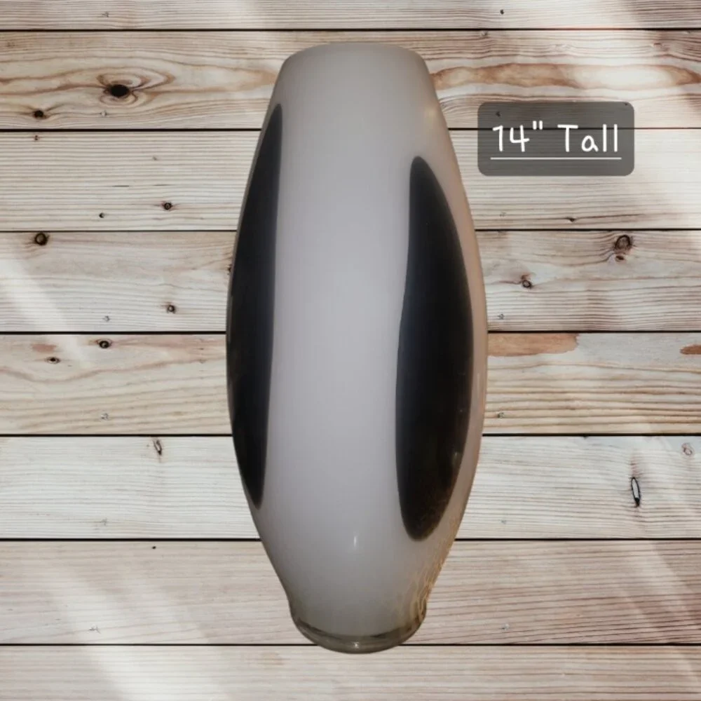 IKEA - Black and White Tall Oval Glass Vase - Modern-Look - Handcrafted Glass